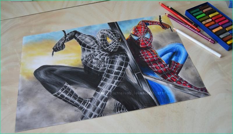 beaux arts dessin galerie creations dessin de spider man 3 fait avec des faber castell