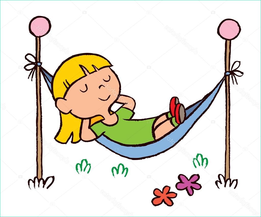 stock illustration little girl relaxing in hammock