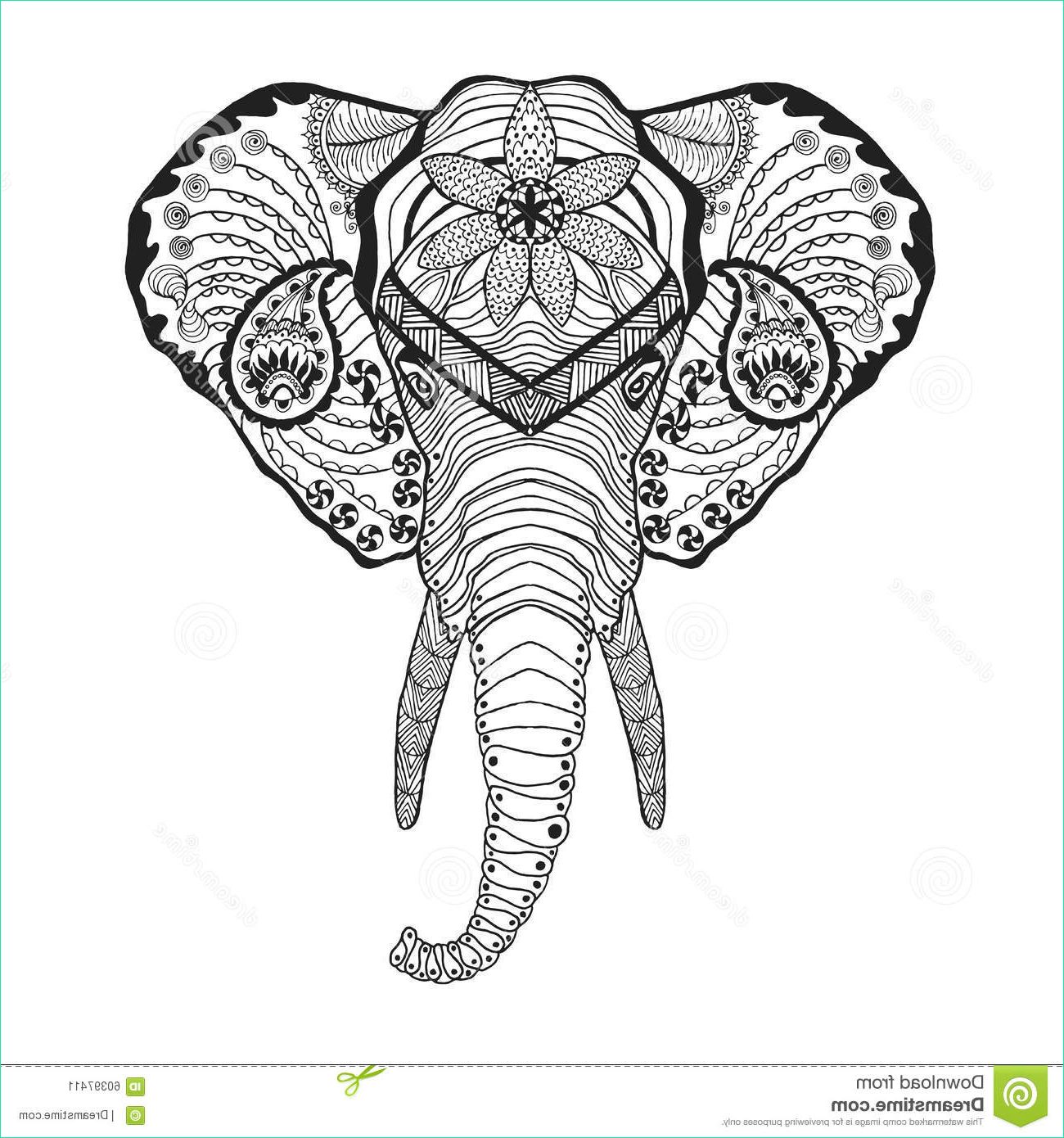 illustration stock zentangle stylisé la tête d éléphant croquis pour le tatouage ou le t shirt image