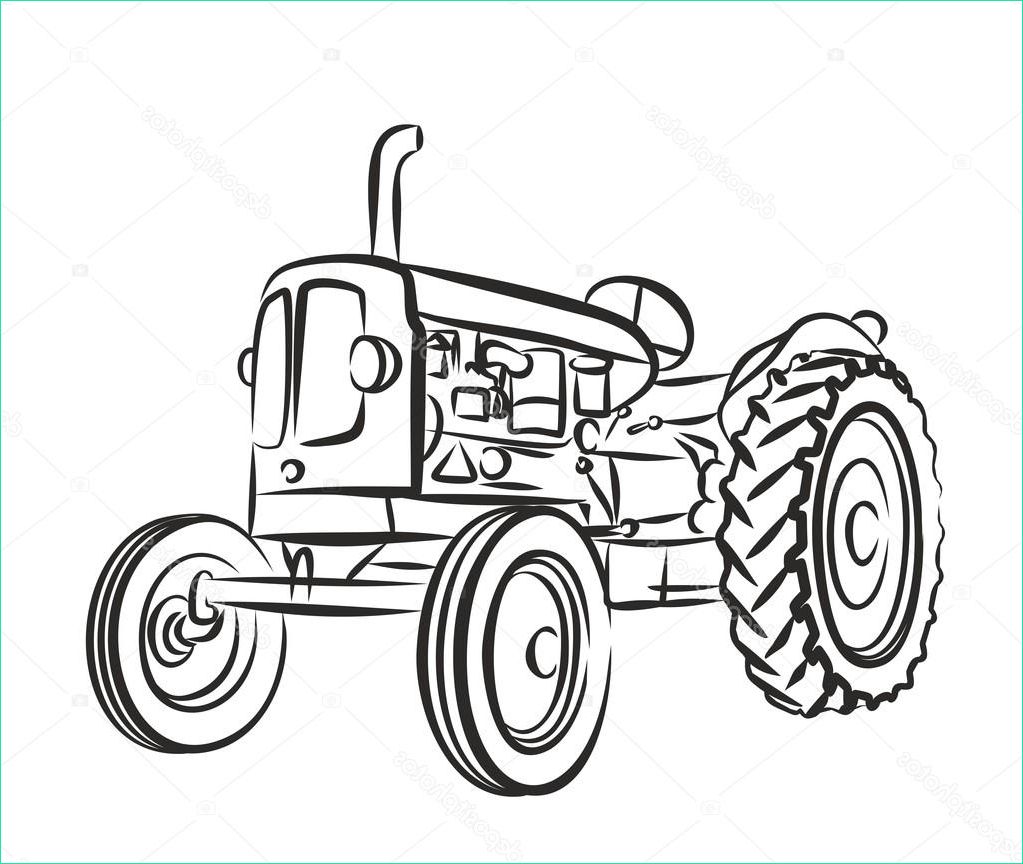 antique tractor drawing