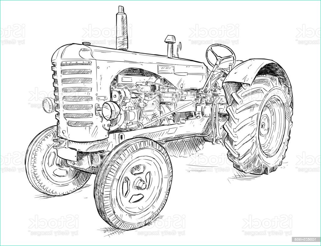 vector illustration dessin artistique de vieux tracteur gm