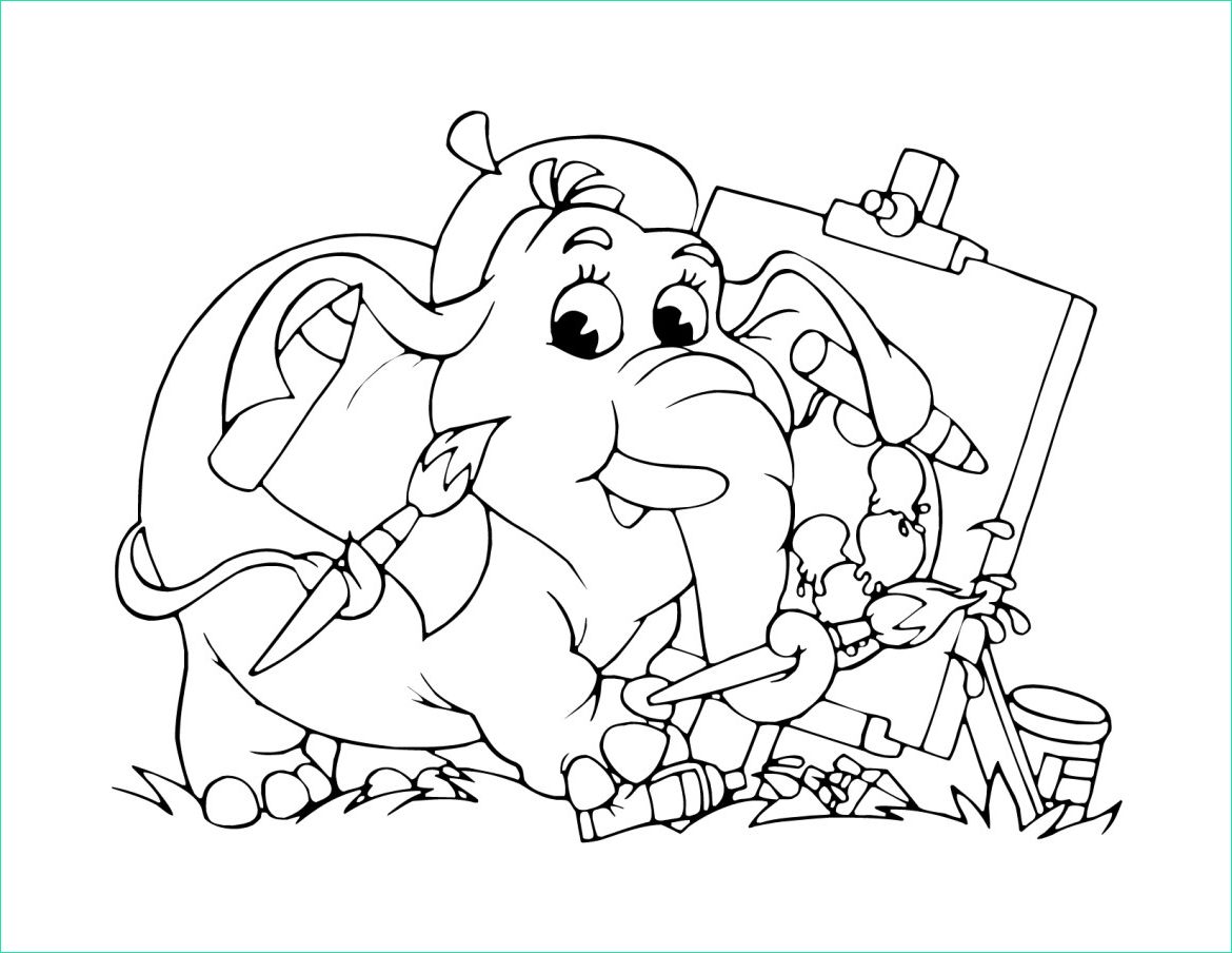 dessin elephant artiste enfant a imprimer gratuit