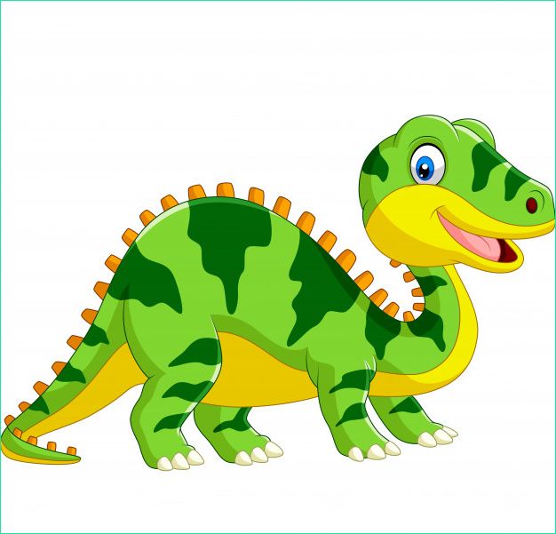 dessin anime mignon dinosaure vert blanc