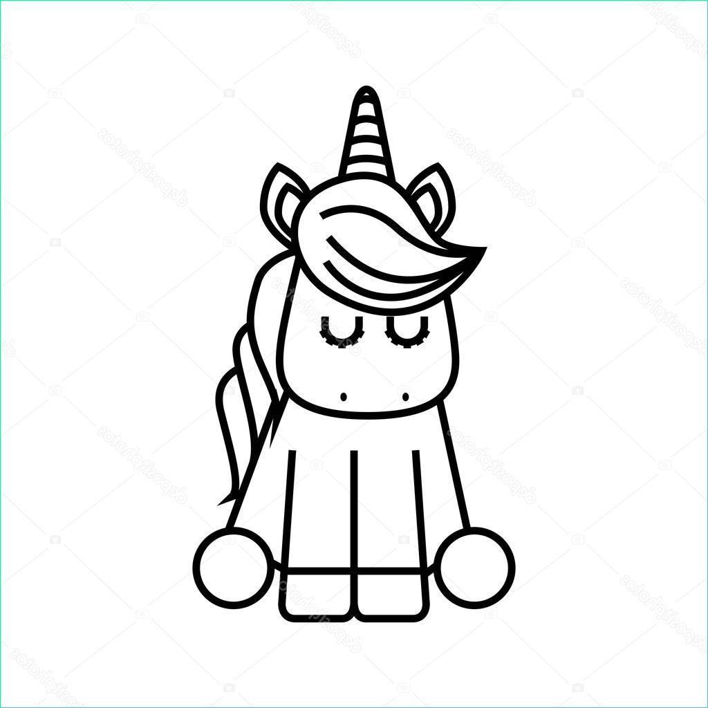 stock illustration drawing cute unicorn icon