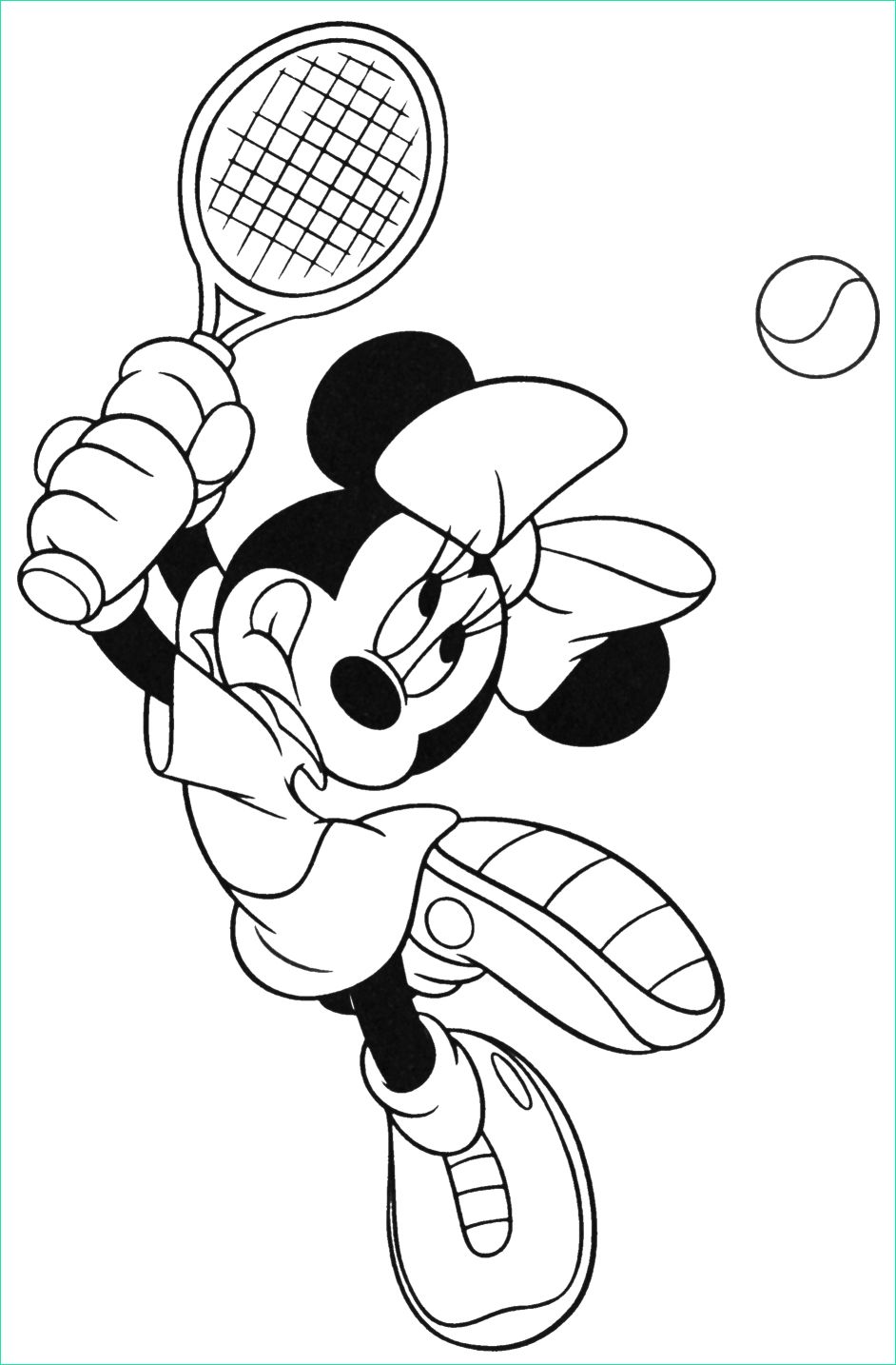 coloriage minnie joue au tennis