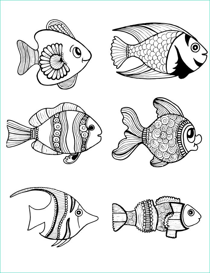 page artherapie pour adulte coloriage animaux poisson