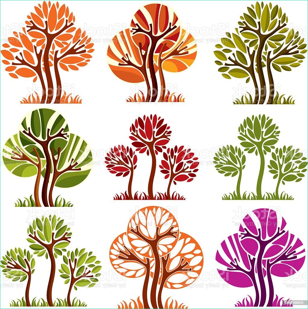 art dessin vectoriel coloré des arbres printemps et automne idée gm