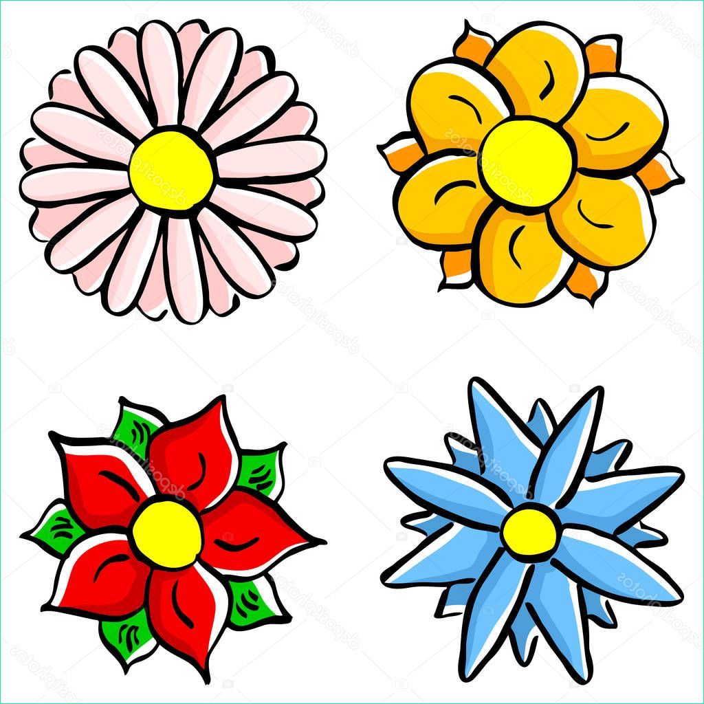 stock illustration colorful cartoon flowers