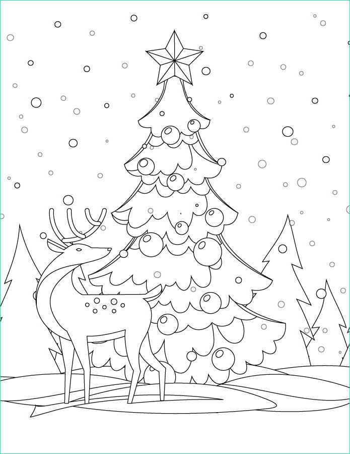 dessin hiver arbre de noel coloriage a imprimer