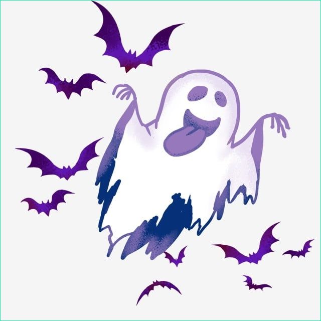 mercial halloween hand drawn cartoon cute ghost bat