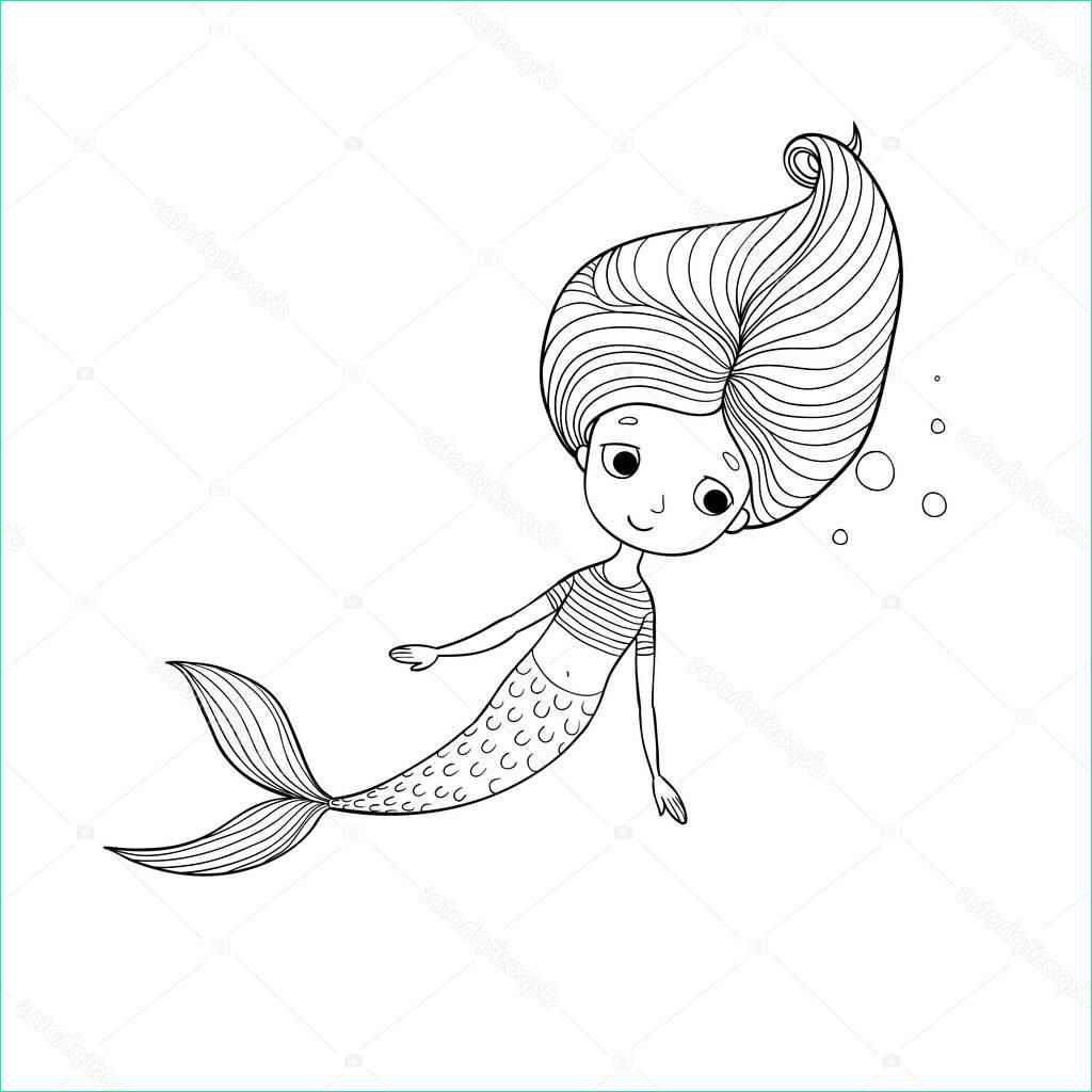 stock illustration beautiful cute cartoon mermaid with