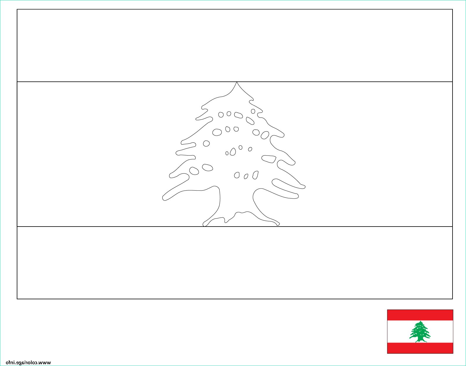 drapeau liban coloriage dessin