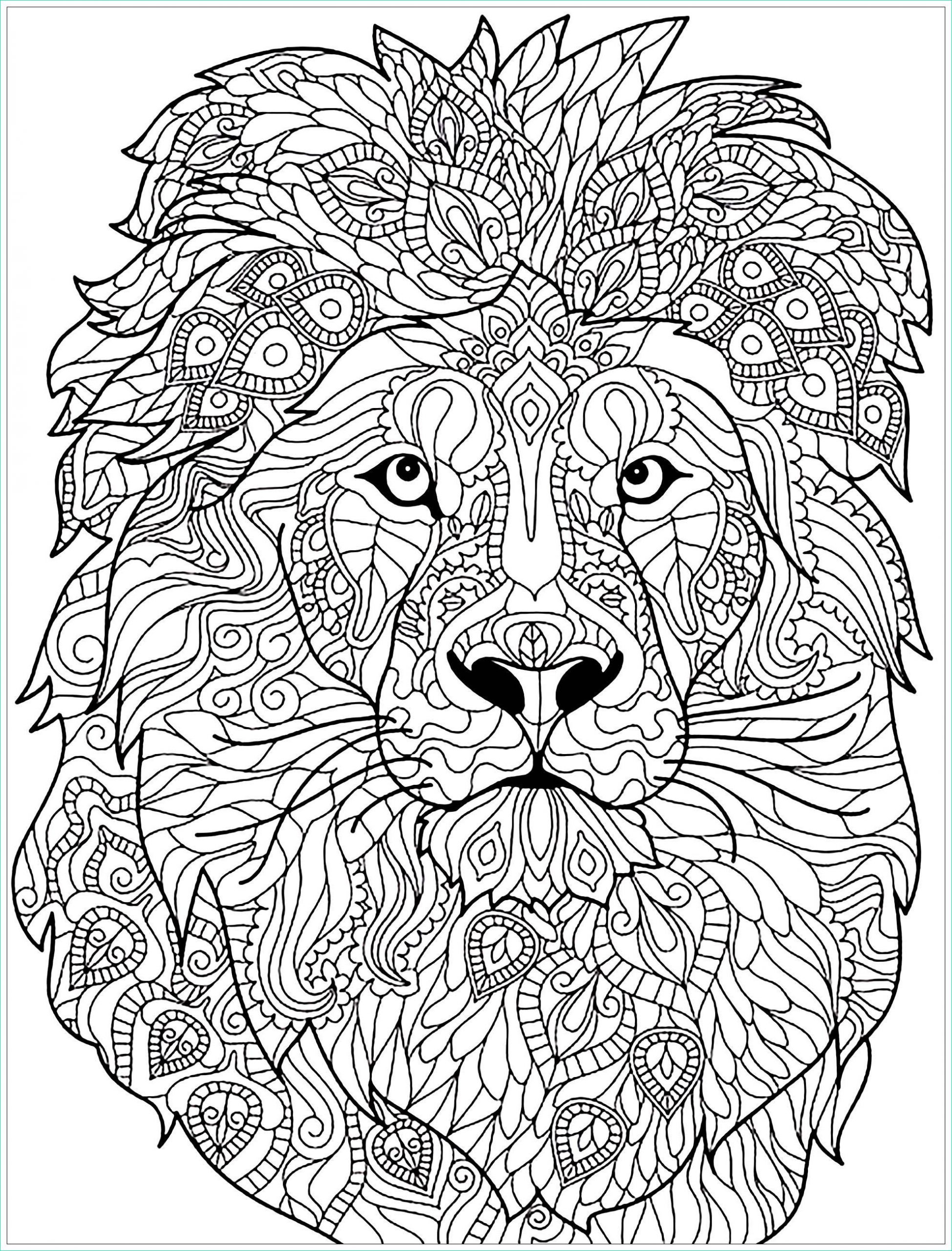 coloriage mandala animaux lion imprimer